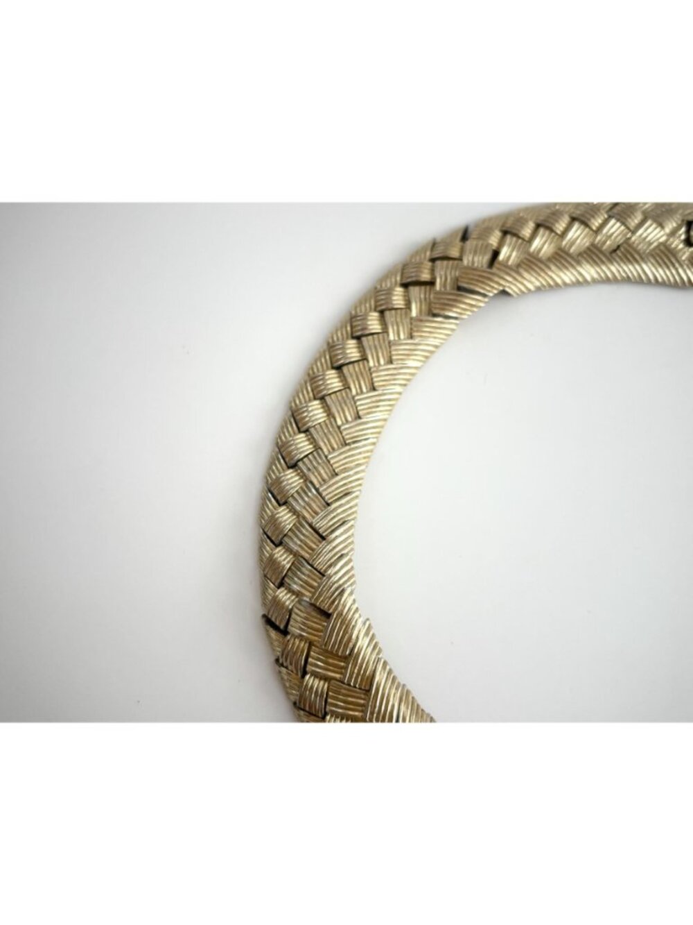 Woven Chunky Gold Toned Vintage Choker 80's Chevron Necklace - Picture 4 of 16